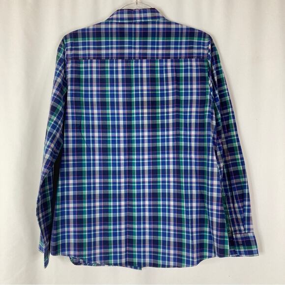 GAP Factory | Boyfriend Fit Blue Multi-Color Plaid Button Up Shirt Womens Large - Picture 4 of 4